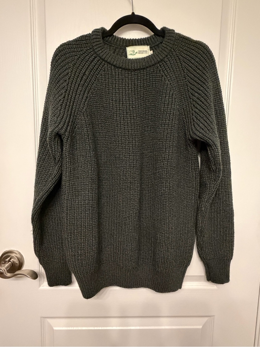 Original Aran Co. Women’s 100% Merino Wool Crewneck Sweater - Dark Green-L